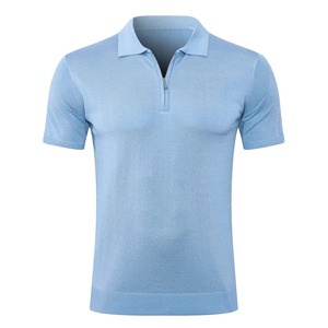 T-shirts pour hommes d'été européens, best-seller, confortables, coupe classique, vêtements de bureau, de golf, 100% coton, couleur unie, tricotés - Product Image 1