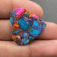 Pierre précieuse naturelle AMARA en forme de cœur, cuivre et turquoise, effet œil de chat, taille haute technologie, pour la fabrication de bijoux