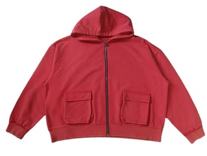 Vêtements de travail multi-poches cargo avec logo imprimé personnalisé Sweats à capuche vintage délavés à l'acide Sweat à capuche court vierge Livraison DDP pour hommes - Product Image 3