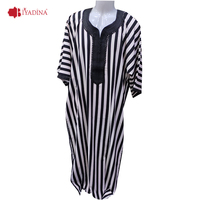 Gandoura marocaine traditionnelle rayée pour hommes, tissu lisse, Abaya Thobe, plusieurs couleurs, vente en gros, style Dubaï, robe Kaftan pour hommes