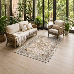 <b>RUGS</b> DEPOT LXDP-0301 Wholesale Terracotta Gold Vintage Oriental Digital Printed Machine Washable Chenille Area <b>Rug</b> <b>Non</b> <b>Slip</b> - Product Image 6