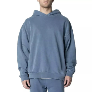 Sweat à capuche épais et épais à épaules tombantes pour hommes Sweat-shirt avec logo personnalisé en éponge française Sweats à capuche teints poids lourd et surdimensionnés - Product Image 5