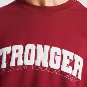 เสื้อสเวตเชิ้ต Stronger (สีแดงเลือดหมู) ผ้าฝ้าย 100% เฟรนช์เทอร์รี่ ซิปหน้า ไซส์ XS ปักลาย 3 มิติ สตรีทแวร์ ฮู้ดดี้ พิมพ์ลายซิลค์สกรีน - Product Image 4