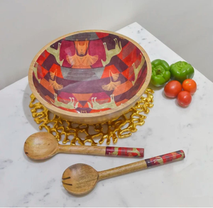 ชามสลัดเคลือบไม้พิมพ์ลายหลากสี ขนาดปรับแต่งได้ ดีไซน์ทรงกลมทันสมัย ผลิตจากวัสดุแก้ว ผลิตในอินเดีย - Product Image 6