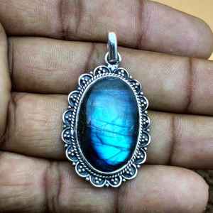 สร้อยคอเงินสเตอร์ลิงทำด้วยมือ925พร้อมจี้อัญมณีลาบราดอร์ธรรมชาติเครื่องประดับแฟชั่นสำหรับเด็กๆที่ประทับตรา925 - Product Image 6