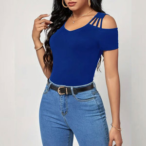 เสื้อยืดผู้หญิงดีไซน์ใหม่ล่าสุด ปรับแต่งได้ ผ้าฝ้าย 100% ระบายอากาศ แห้งเร็ว แขนสั้น ขายส่ง มีบริการ OEM - Product Image 2