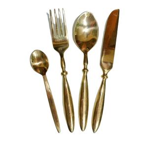 Juego de cubiertos de acero inoxidable de 3 piezas de estilo americano de lujo manijas de oro antiguo - Product Image 3