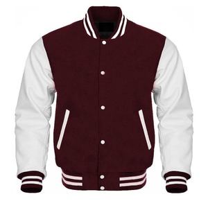 Chaqueta universitaria de cuero de lana con mangas negras completas para hombre, chaquetas Letterman, chaquetas universitarias bordadas con logotipo personalizado - Product Image 1