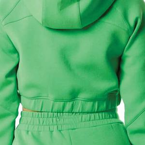 Wholesale OEM Heavyweight Women Velvet Crop <b>Top</b> Hoodie <b>Sweat</b> Suit Wholesale High Quality Plain Hoodies - Product Image 6