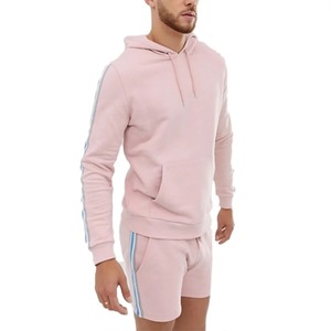 High Quality <b>Long</b> Sleeve Summer Hoodie and <b>Shorts</b> Set Hoodie With Kangaroo Pockets and <b>Shorts</b> Summer Sweat Suit - Product Image 4