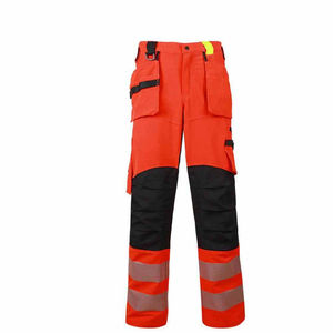 Pantalons de travail décontractés pour hommes en polyester 100 %, haute visibilité, orange réfléchissant, imperméable et respirant, vente en gros - Product Image 6