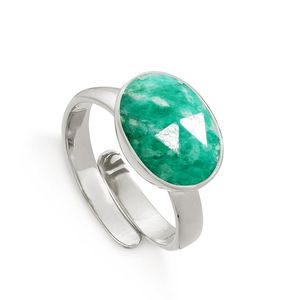 Anillo Étnico de Plata de Ley 925 Hecho a Mano con Esmeralda Natural Ovalada y Baño de Oro para Bodas y Fiestas - Product Image 1