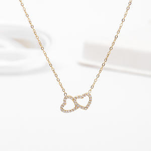 สร้อยคอจี้รูปหัวใจโปร่ง ประดับเพชรคิวบิกเซอร์โคเนีย ไม่หมอง ไม่เป็นสนิม กันน้ำ ทำจากสแตนเลส 316L เครื่องประดับแฟชั่น ขายส่ง - Product Image 6