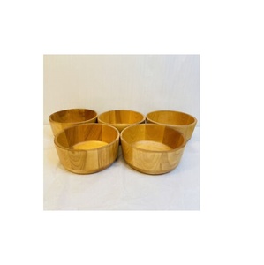 Mini bol en bois bol de service naturel avec revêtement émaillé bols de service pour salade de fruits et pâtes de couleur bois naturel - Product Image 6