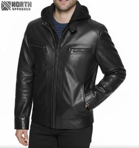 เสื้อแจ็กเก็ตหนังสำหรับผู้ชายดีไซน์ใหม่เสื้อแจ็กเก็ตหนังทรงสลิมฟิตมีสไตล์ใส่สบาย - Product Image 6