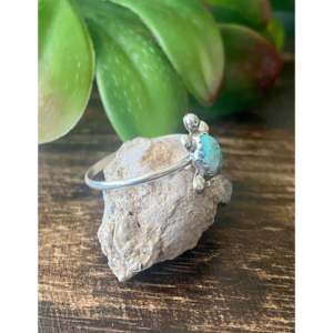 Zuni Handmade Fine Jewelry <b>Dainty</b> Hip-Hop Turquoise Gemstone <b>Ring</b> with Sterling Silver Turtle Design Size 9.5 Everyday Wear - Product Image 3
