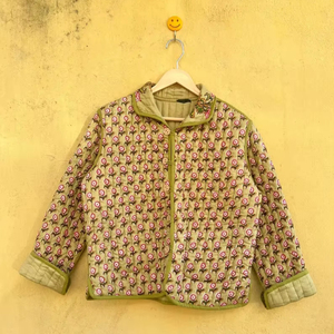 Green Cotton Quilted <b>Women</b> Reversible Fashion Jacket <b>Coat</b> Floral <b>Women</b> Girls Jacket <b>Winter</b> Summer Boho <b>Long</b> Short Jacket - Product Image 3