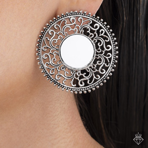 Pendientes oxidados de espejo antiguo de gran tamaño llamativos y hermosos antideslustre PRAO - Product Image 1