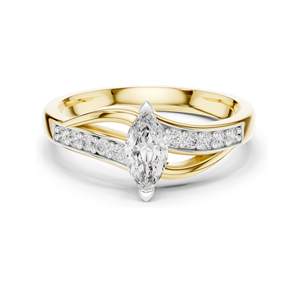 Bague en diamant de laboratoire taille marquise pour femme, 0,4 carat, clarté VVS-VS EF, or 18 carats, 14 carats, 10 carats et argent 925, rose, jaune, blanc - Product Image 1