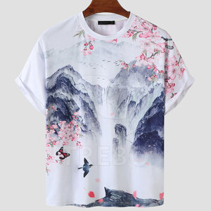 2025 camisetas de poliéster/algodón transpirables informales personalizadas para hombres, ropa de calle con estampado de sublimación personalizable - Product Image 1