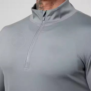 Sudadera lisa con cuello vuelto en blanco y logotipo personalizado, Sudadera de cuello simulado con cremallera de gran tamaño, sudadera con cremallera de cuarto para hombre - Product Image 3