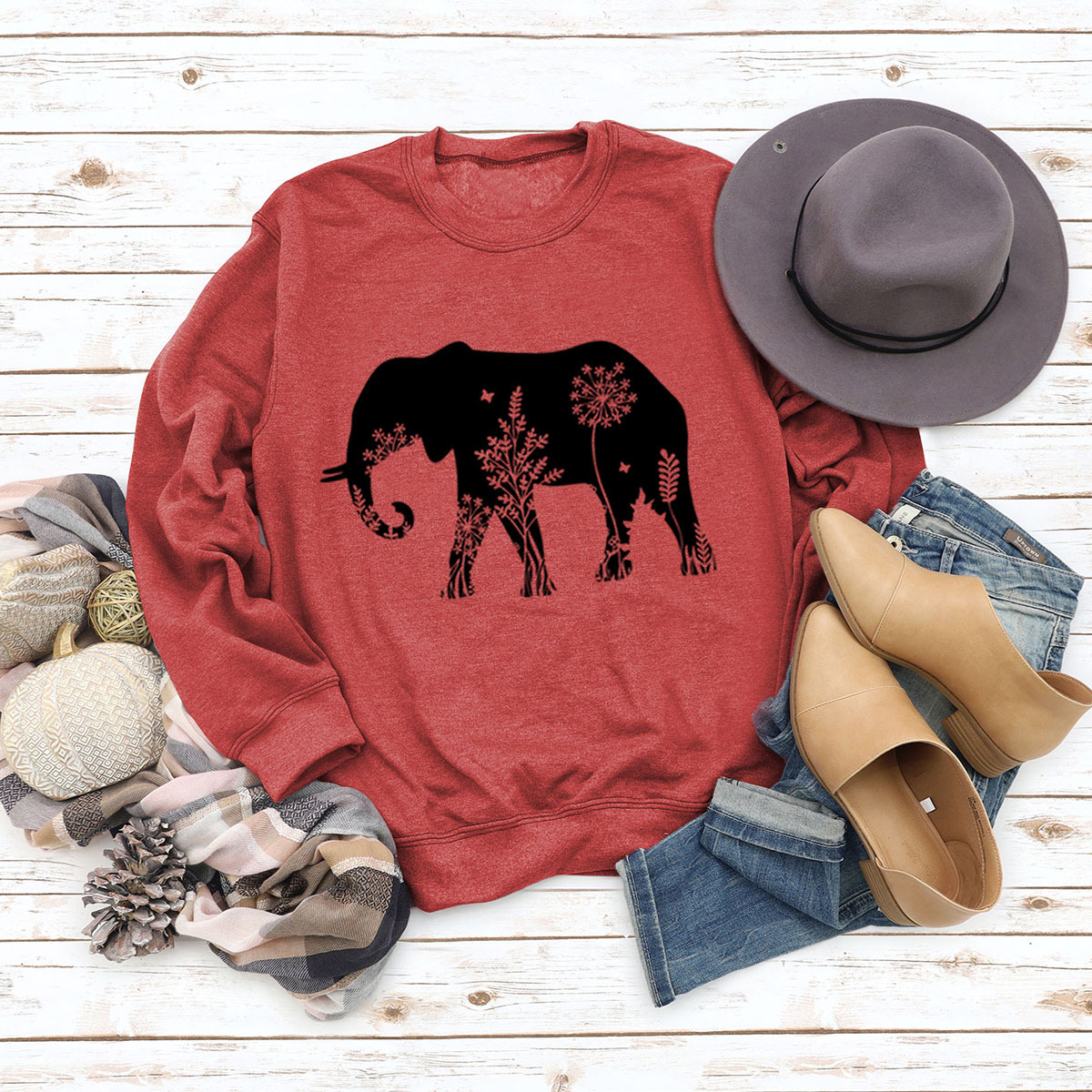 Red sweatshirt (black font)