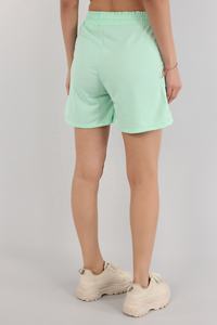 กางเกงขาสั้นฟอกลายดอกไม้น้ำหนักเบาสำหรับผู้หญิงเอวยางยืดและกระเป๋าตะเข็บด้านข้างตกแต่งด้วยกระดุมโลโก้ตามสั่ง - Product Image 3