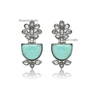 Pendientes Jhumka con Piedras Oxidadas Plateadas, Joyería de Moda para Fiestas para Mujeres y Niñas, Regalo de Boda Tradicional - Product Image 3
