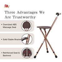 Chaise canne triangulaire pliable en alliage d'aluminium réglable en hauteur, capacité de charge de 300 lb - Fournitures de thérapie de réadaptation pour personnes âgées