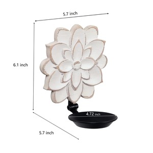 Porte-bougie mural en bois à motif floral pour la décoration de la maison, étagère de couloir, présentoir, organisation de fête et accent d'intérieur en provenance d'Inde - Product Image 3