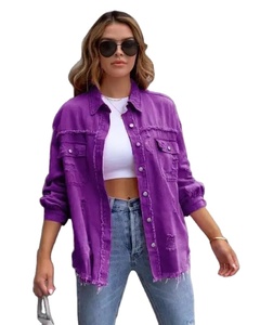 Vintage Beaded Denim Bomber <b>Jacket</b> for Women Autumn Embroidered Blue Coat Turn-down <b>Collar</b> Printed Outerwear Washed Jaqueta - Product Image 6