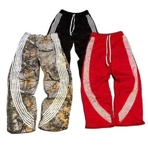 Pantalon évasé personnalisé matériau de haute qualité 100% coton polaire Baggy pantalon pour homme droit incurvé rayé pantalon de Design de mode - Product Image 1