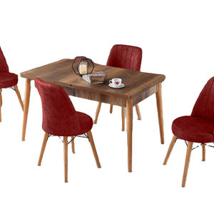 Ensemble de table à manger Salda extensible en bois avec 6 chaises, écologique, durable, pour la maison et les restaurants, best-seller, luxe moderne - Product Image 1