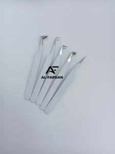 Pinzas profesionales para pestañas de bota de 90 grados, pinzas para pestañas de Color blanco mate, cajas de tarjetas con logotipo personalizado, Material de acero inoxidable - Product Image 5