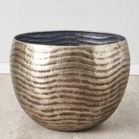Jardinières et pots de décoration de jardin extérieur de luxe en laiton martelé de forme ronde, durables et écologiques