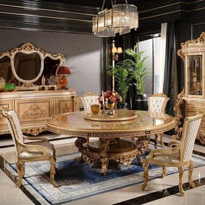 Juego de mesa de comedor redonda de teca tallada a mano de lujo Imperiale The Langham, colección de muebles Royal Baroque Palace Hotel Villa - Product Image 5