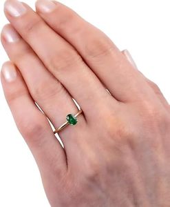 Bague pour femme pierre précieuse émeraude naturelle mai pierre de naissance fiançailles de noël bijoux faits à la main minimaux bague en argent sterling 925 - Product Image 1