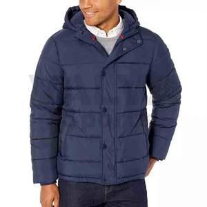 Veste d'hiver pour hommes à col montant imperméable à l'eau rembourré bulle design coupe-vent en toile style rue haute logo à l'avant vente en gros - Product Image 1
