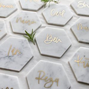 ชุดจานรองแก้วหินอ่อนลายสี่เหลี่ยมคลาสสิกแบบกำหนดเอง เป็นมิตรกับสิ่งแวดล้อม ทำด้วยมือ ทนทาน พร้อมโลโก้ตามสั่ง - Product Image 3