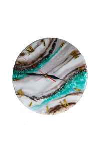 Luxury Handmade Resin Wall <b>Clock</b> with Gold <b>Roman</b> Numerals-Marble Agate Design Home Decor - Product Image 5