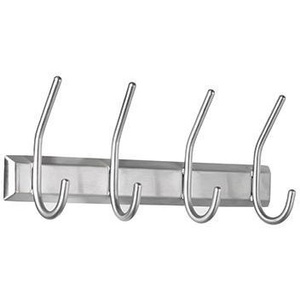 ALCO Stainless Steel <b>Wall</b>-Mounted Coat Rack 4 <b>Hooks</b> 130 X 70 X 315 mm Silver - Product Image 1