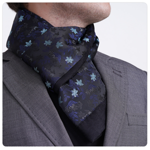 Exve Exclusive Elegant Double-Sided Jacquard Woven Turkey Origin Scarf Black Navy Blue Turquoise Floral Pattern <b>Hat</b> <b>Glove</b> <b>Sets</b> - Product Image 1