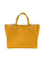 Tas Tote PU Kuning Dengan Tali Rantai Warna Solid Fashion Penggunaan Sehari-hari Semua Musim Tas Tangan Wanita Grosir Katun Modis Bergaya