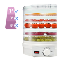 Premium compacte voedseldroger voor fruit, groenten, jerky, zeevruchten en vlees. Keukenapparaat.