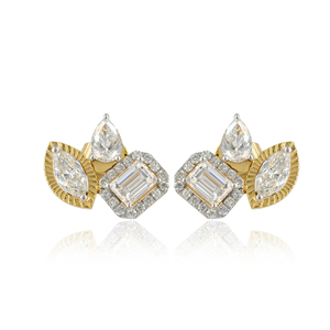 14K Gold Lab Grown Diamond <b>Stud</b> <b>Earrings</b> 1.63 Carat Pear Marquise <b>Emerald</b> Diamond <b>Earrings</b> Wholesale Manufacturer - Product Image 3