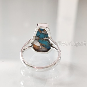 Womens <b>Ring</b> Natural Coffin Oyster Copper <b>Turquoise</b> Gemstone December Birthstone Christmas Gift Handmade 925 Sterling Silver <b>Ring</b> - Product Image 5
