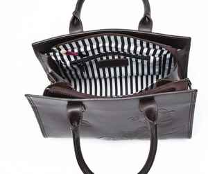 Sac à main en cuir véritable marron foncé à motif bonbon pour femme, sac à bandoulière double, sac fourre-tout structuré vintage, fermeture éclair, cadeau pour elle - Product Image 4