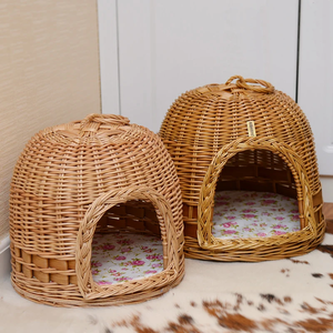Maison pour animaux de compagnie en bambou écologique, vente en gros, maison pour chat confortable, toutes saisons, tissée à la main, grand espace, lit pour chat mignon - Product Image 6