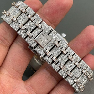 Montre automatique de luxe en acier inoxydable bicolore sertie de moissanite, aspect diamant VVS, style hip-hop antique - Product Image 2
