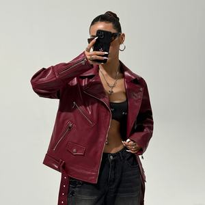 Chaqueta de cuero a cuadros de invierno personalizable de la mejor calidad para mujer piel de vaca con cierre de cremallera OEM suministro al por mayor - Product Image 1